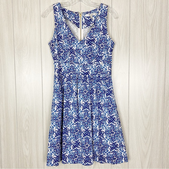Milly Dresses & Skirts - Milly | Blue Floral Print Sleeveless Fit & Flare Mini Dress Size 4